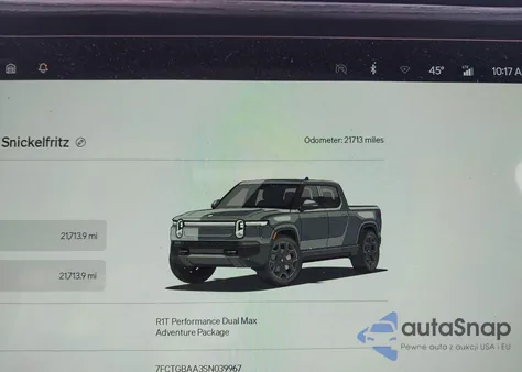 2025 Rivian R1T Adventure Dual Motor Large Pack/Adventure Dual Motor Max Pack from USA, damaged, VIN 7FCTGBAA3SN039967